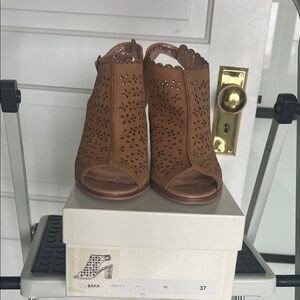 Anthropologie Miss Albright Brown Cut-Out Peep-Toe Heels